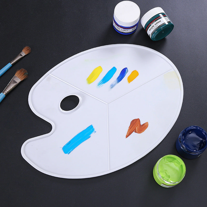 3Pcs Plastic Paint Palette Oval Oil Painting Palette with Thumb Hole for Acrylic Watercolor Oil and Gouache Paint