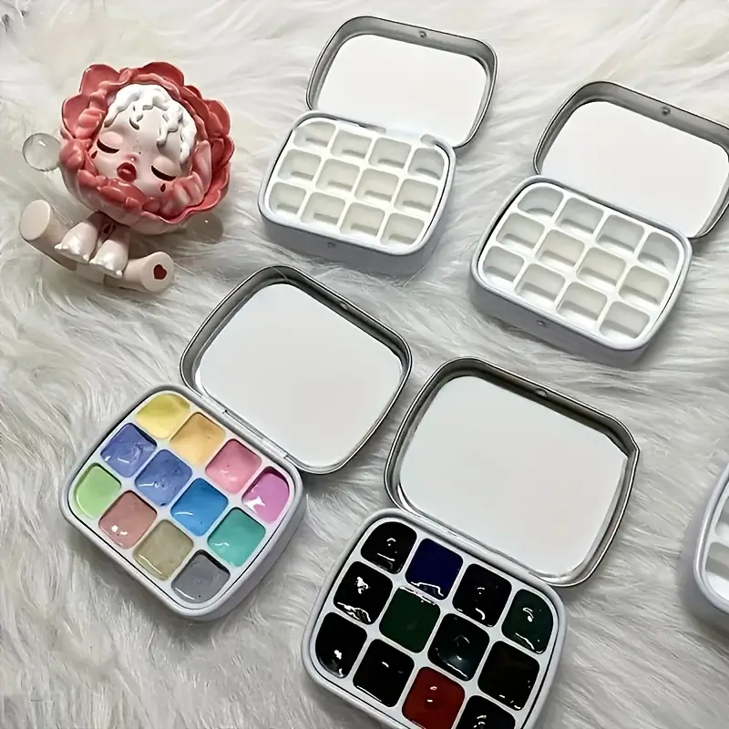 100Pcs 1.6ML 12-Wells Tiny Mini Portable Watercolor Palette Box, for Most Mint tin Boxes for Watercolor Paint Set Art Painting