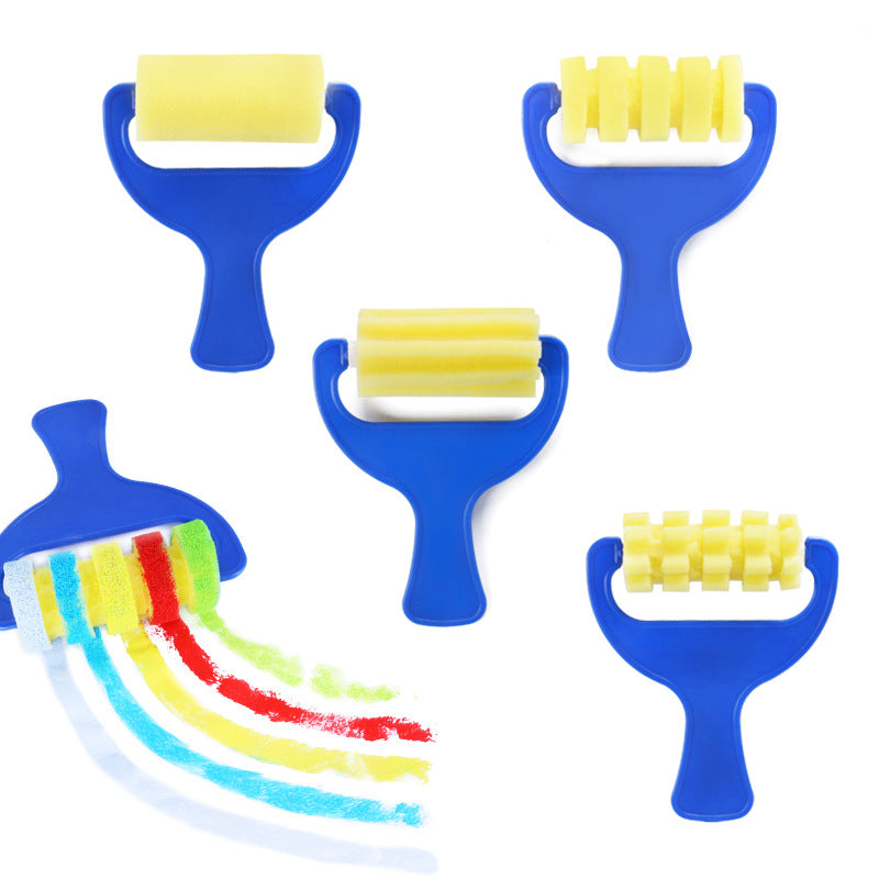 Drawing Sponge Roller Brush Kids Paint Graffiti DIY Tool Sponge Brush,12 Pieces (3 Sets)