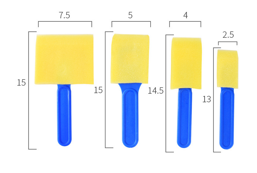 8Pcs (2 Stes) Variety Pack Foam Sponge Plastic Handle Paint Brush Set - Lightweight, Durable and Great for Acrylics, Stains, Varnishes, Crafts, Art