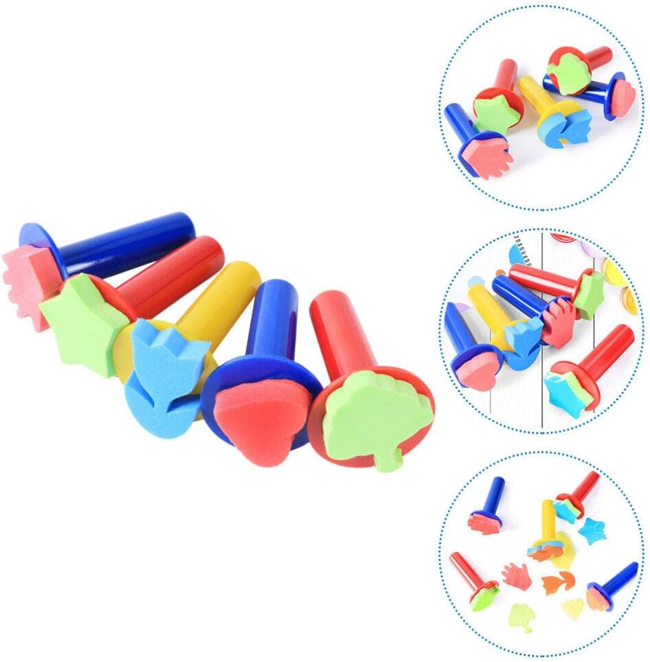 Childrens Toys 5pcs EVA Sponge Painting Stamper Foam Sponge Brush Painting Tools for Painting Drawing Crafts and DIY Kids Toys