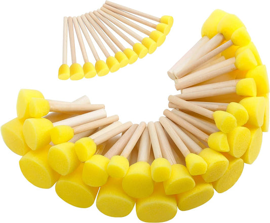 Children's Painting Sponge Brush Set of 6 (24Pcs) Mushroom Stick Seals Kindergarten Tools Sponge Brush Set